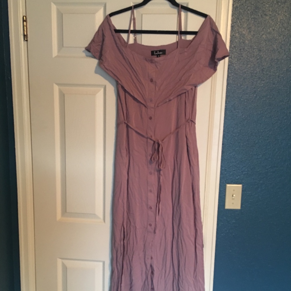 Mauve Button Down Maxi Dress with pockets!